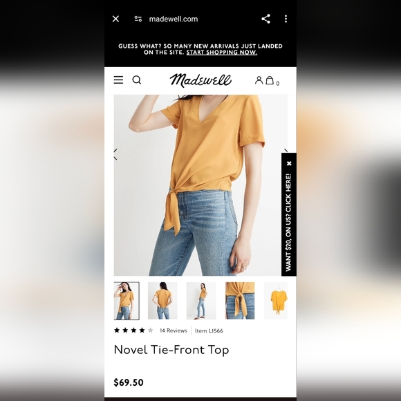 Madewell Lightweight Minimalist novel tie front top - Picture 4 of 10